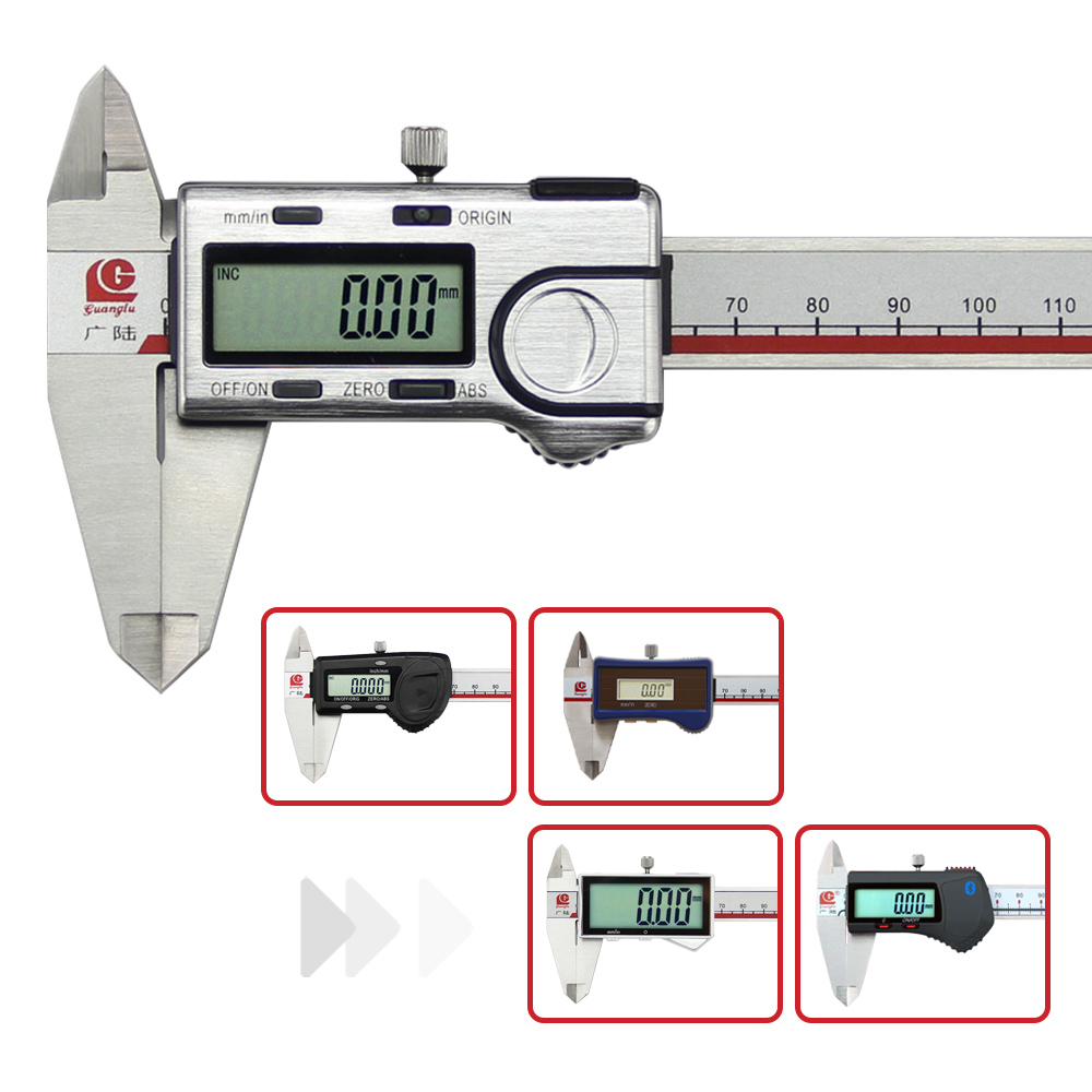 Digital Caliper 150Mm Stainless Steel - Guanglu 高精度/Bluetooth/絶対値/ソーラー式デジタルノギス 0-150/200/300mm。長さや内径を測定するための電子式測定定規。