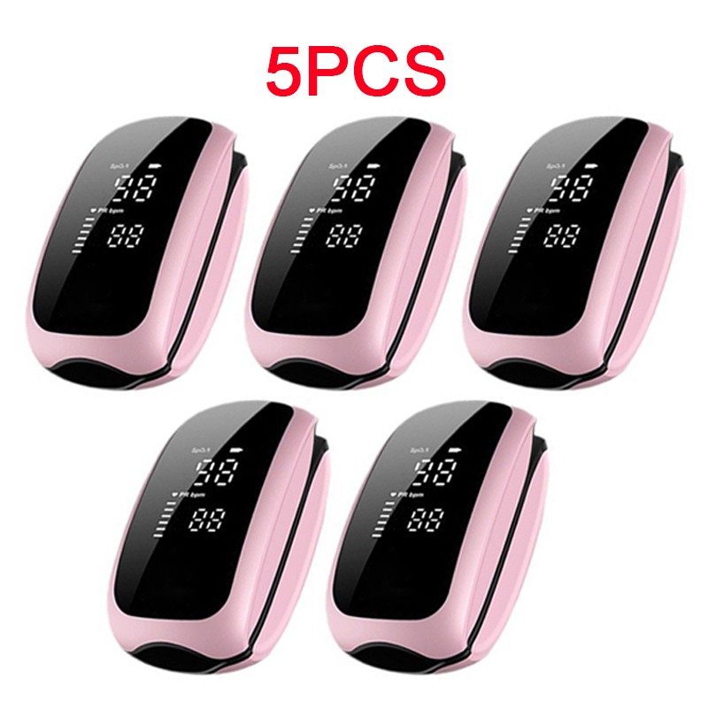 Pulse Oximeter Fingertip Rechargeable - 5 個充電式医療用酸素濃度計ストラップストラップ指先パルス酸素濃度計血中酸素飽和度モニターデジタル LED ディスプレイ