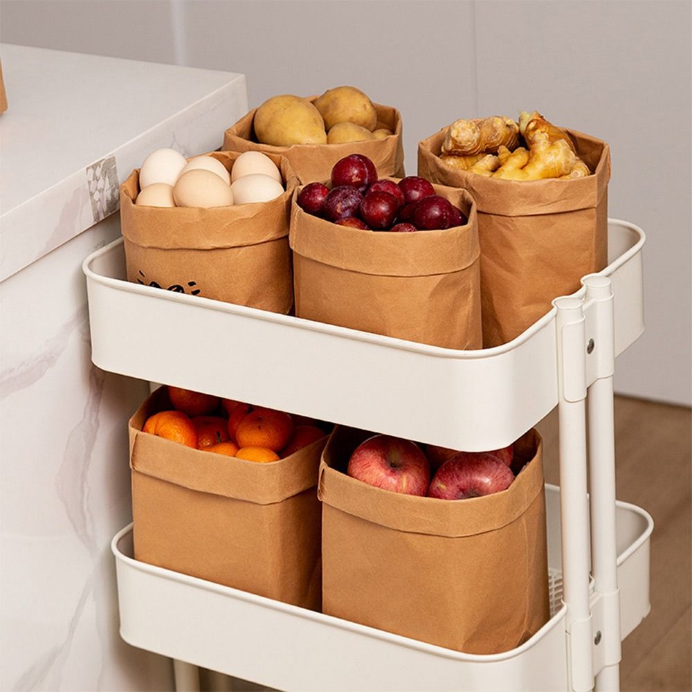 Packaging - 高品質で再利用可能なクラフト紙袋、防水性のある厚手の正方形包装袋、洗濯可能な大容量ショッピングバッグ、家庭用