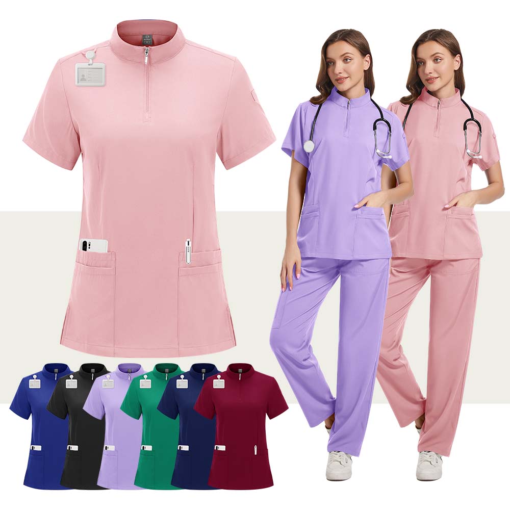 Medical Supplies - ストレッチスクラブ女性セット医療制服女性外科トップスパンツ歯科医院美容院作業服服ナースアクセサリー