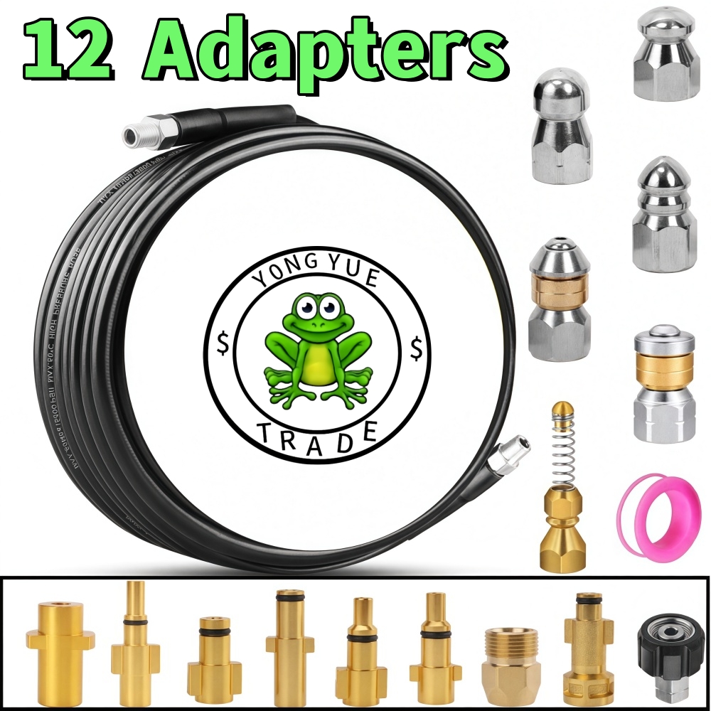 Vacuum Chamber Kit With Pump - 5~50mの圧力洗い機下水道ジェッターキット、5800psi排水クリーナーホース、1/4インチNPTパイプラインクリーニングノズル、Karcher Bosch Nilfiskのため