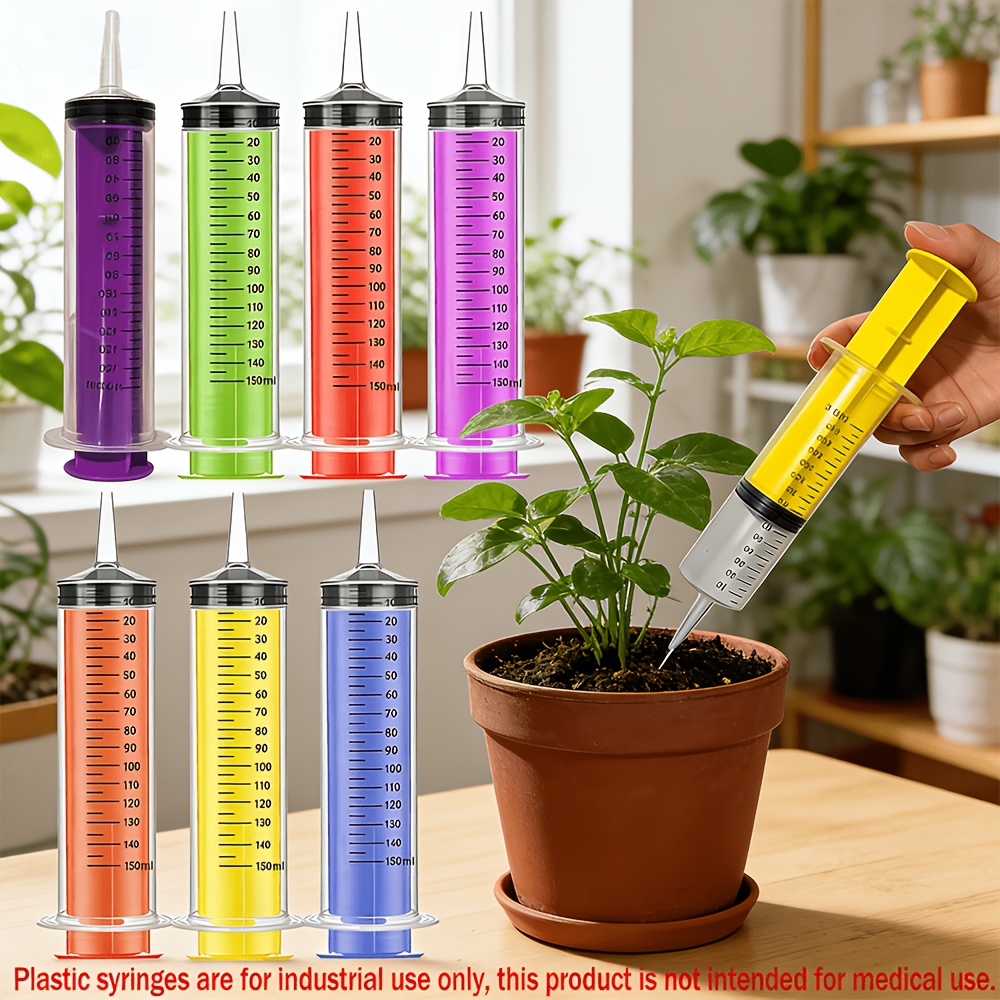 Industrial Tools - 150ml 大型プラスチック工業用ディスペンシングツール（針なし）、植物の水やり用カラフル目盛り付き計量シリンジ、エポキシ樹脂用
