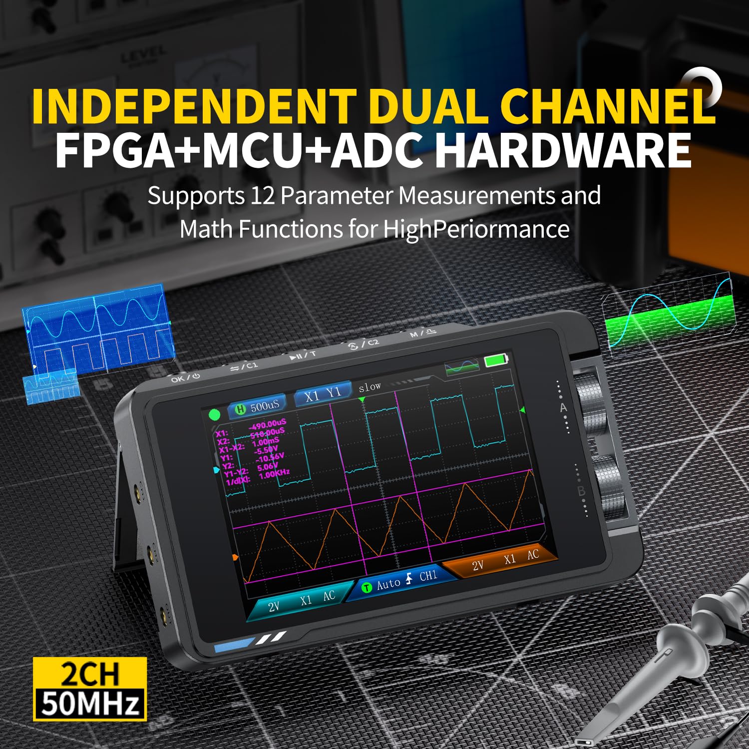FNIRSI DS215H デジタルオシロスコープ。2チャン - Fnirsi Digital Oscilloscope Handheld のレビューと価格