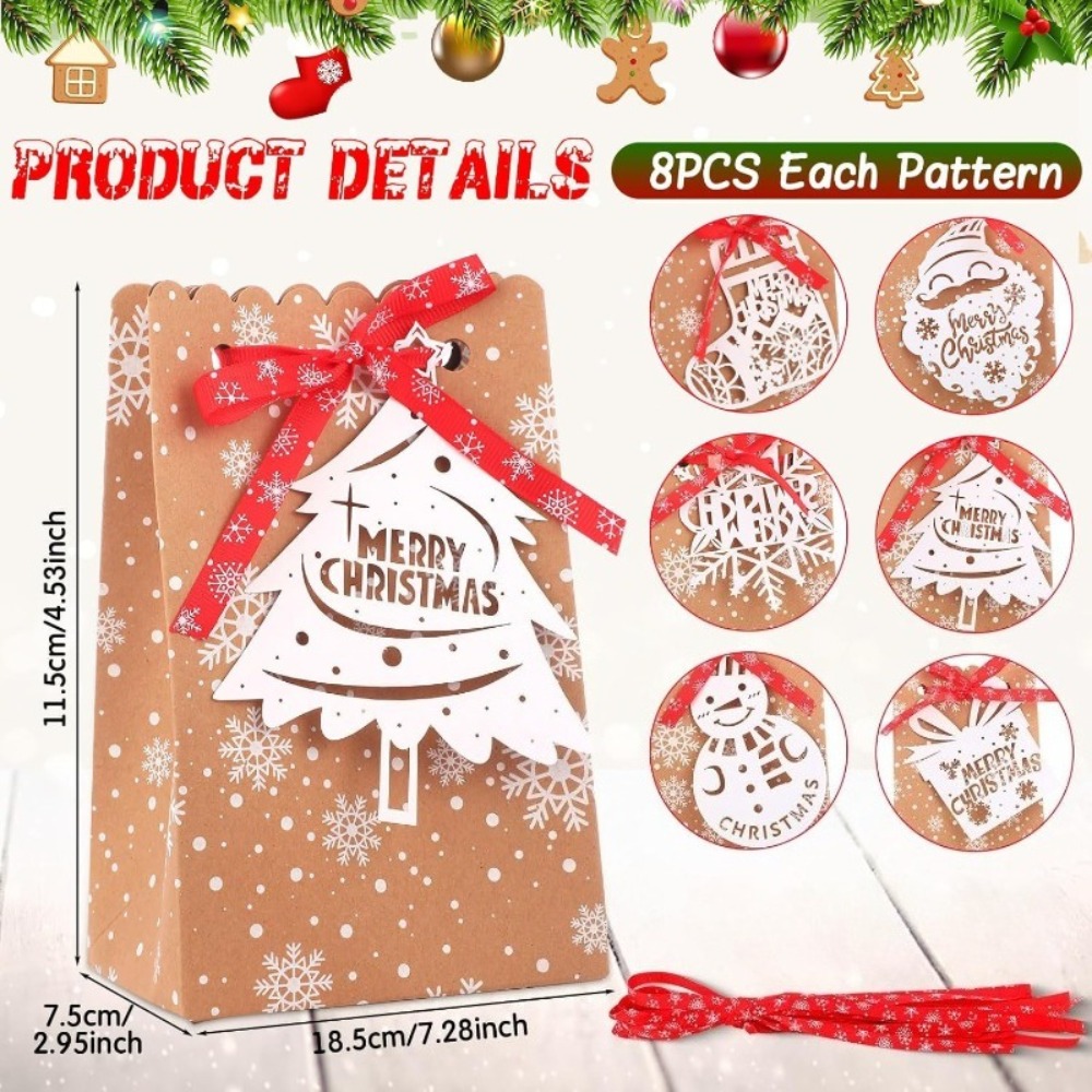 6/12個入り クリスマススノーフレーク柄ペーパーギフトボッ - Packaging のレビューと価格