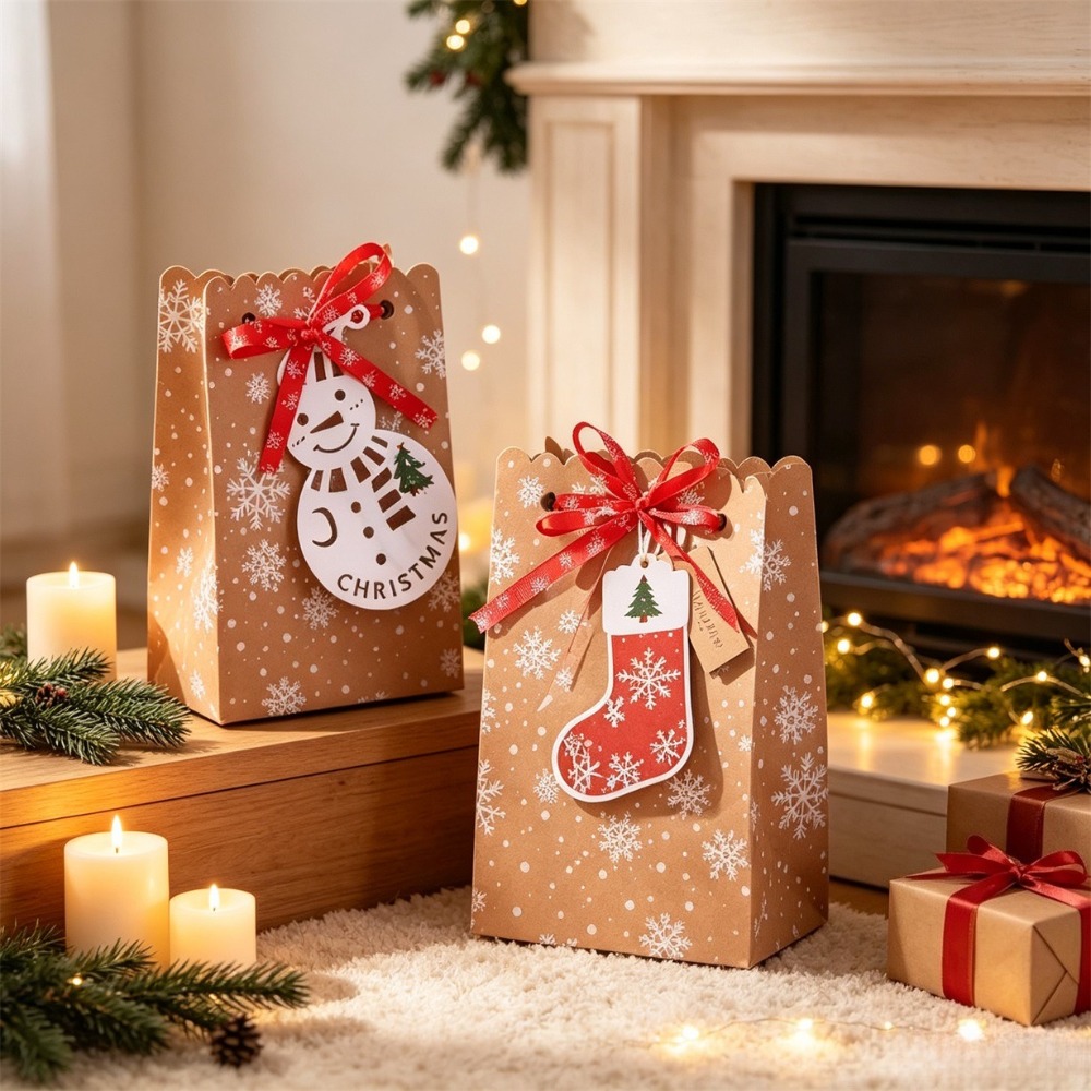 6/12個入り クリスマススノーフレーク柄ペーパーギフトボッ - Packaging のレビューと価格