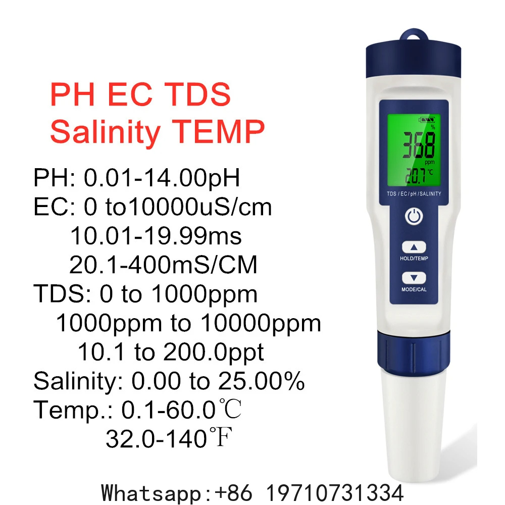 5 in 1 デジタル PH メーター TDS EC 塩分温 - Ph Meter Digital Water Tester のレビューと価格