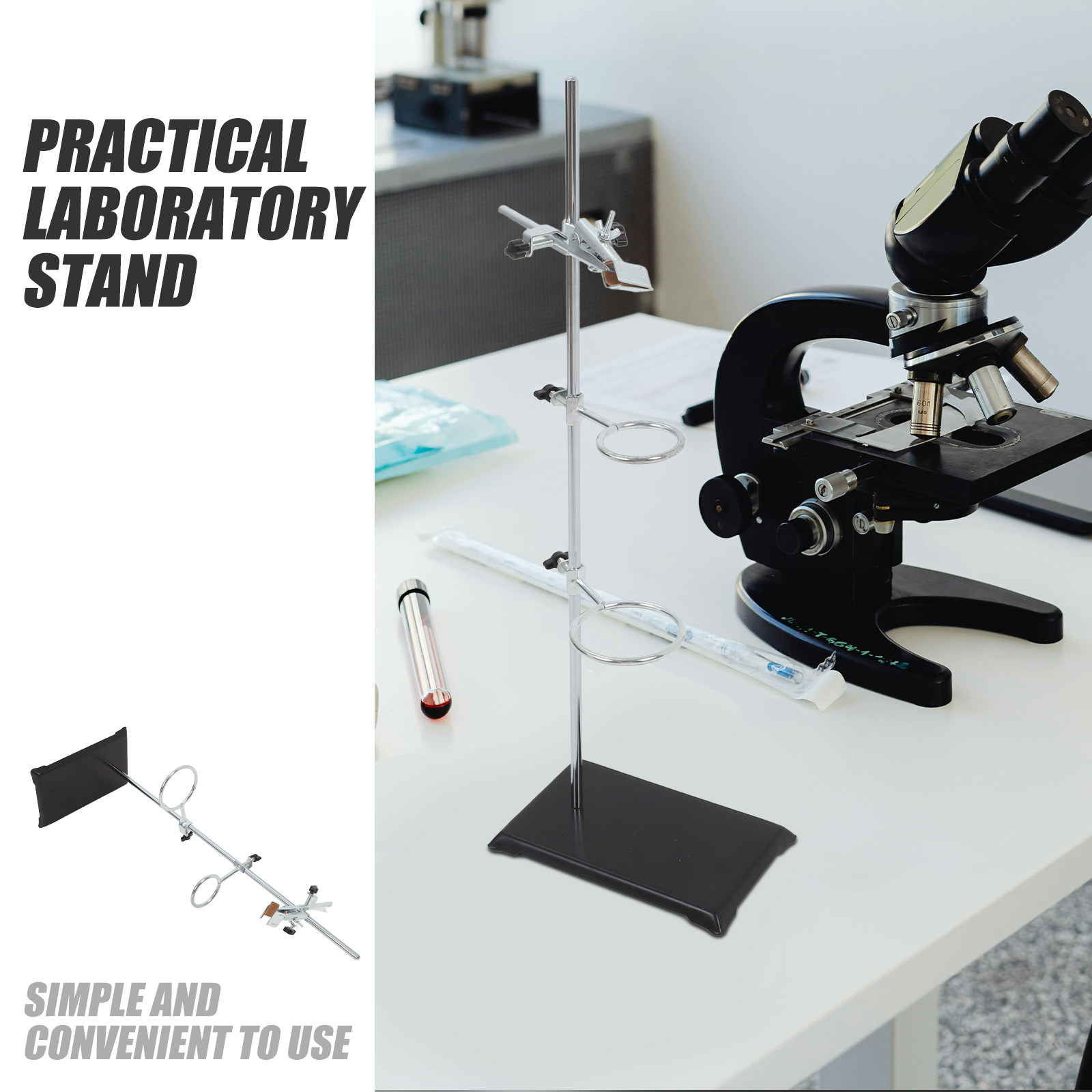 実験用リングスタンド、鉄製、ステンレス製、強力なクランプ付き - Lab Equipment のレビューと価格